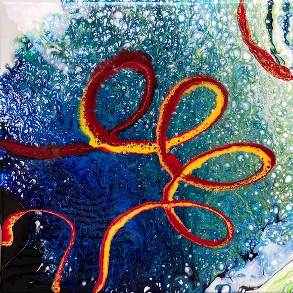 Acrylic and Resin pouring painting on canvas - Picture 6 of 8